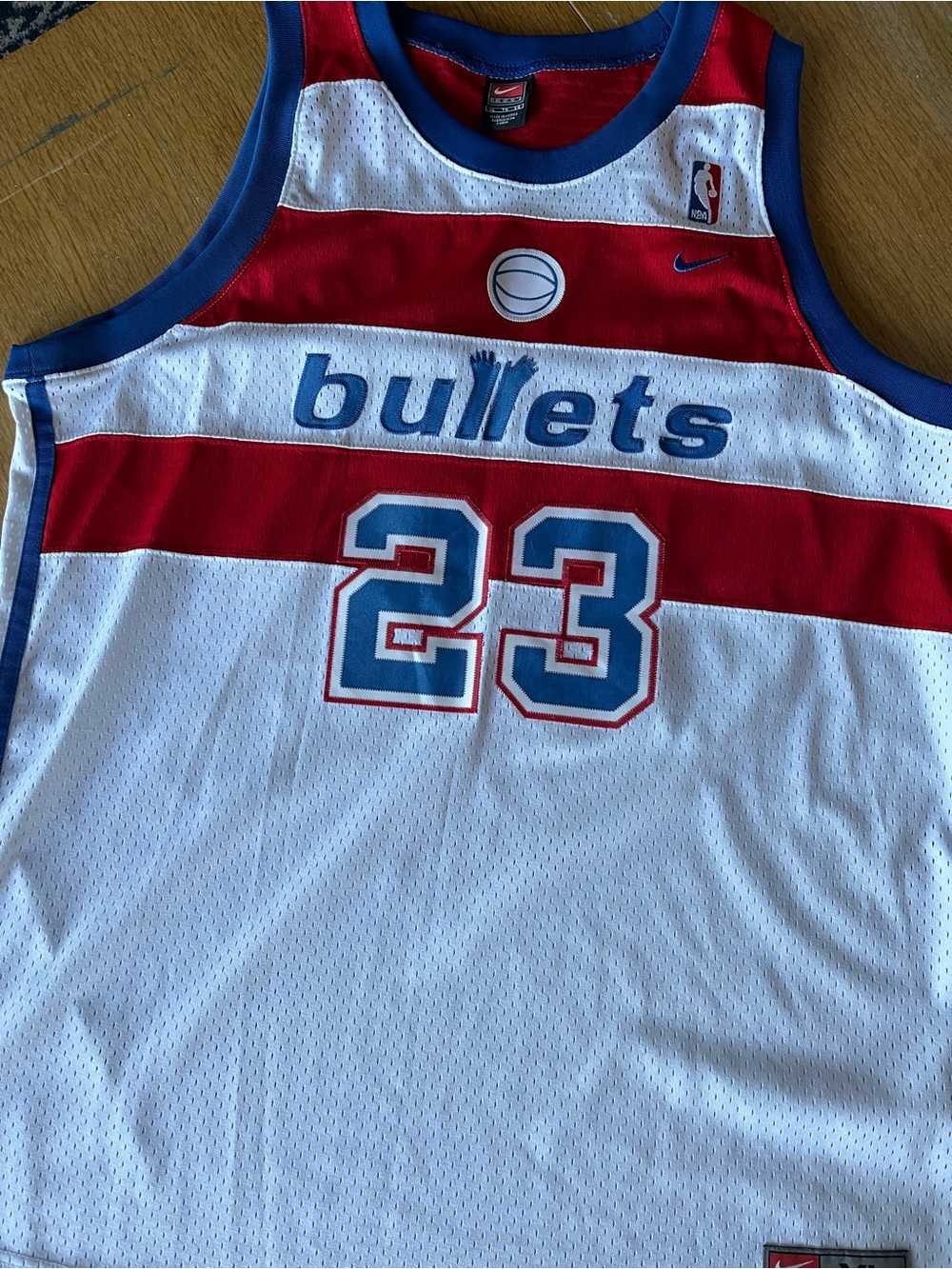 Nike White Red Blue Bullets #23 Basketball Jersey